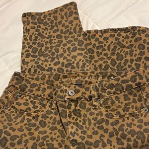 American Eagle Outfitters Tan and Dark Brown Leopard Print Jeans
